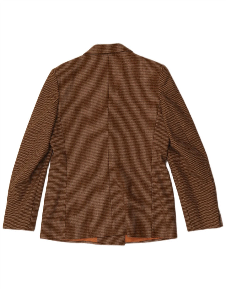 Vintage Dame Dobbeltradet Blazer Jacket UK 12 Medium Brown Houndstooth