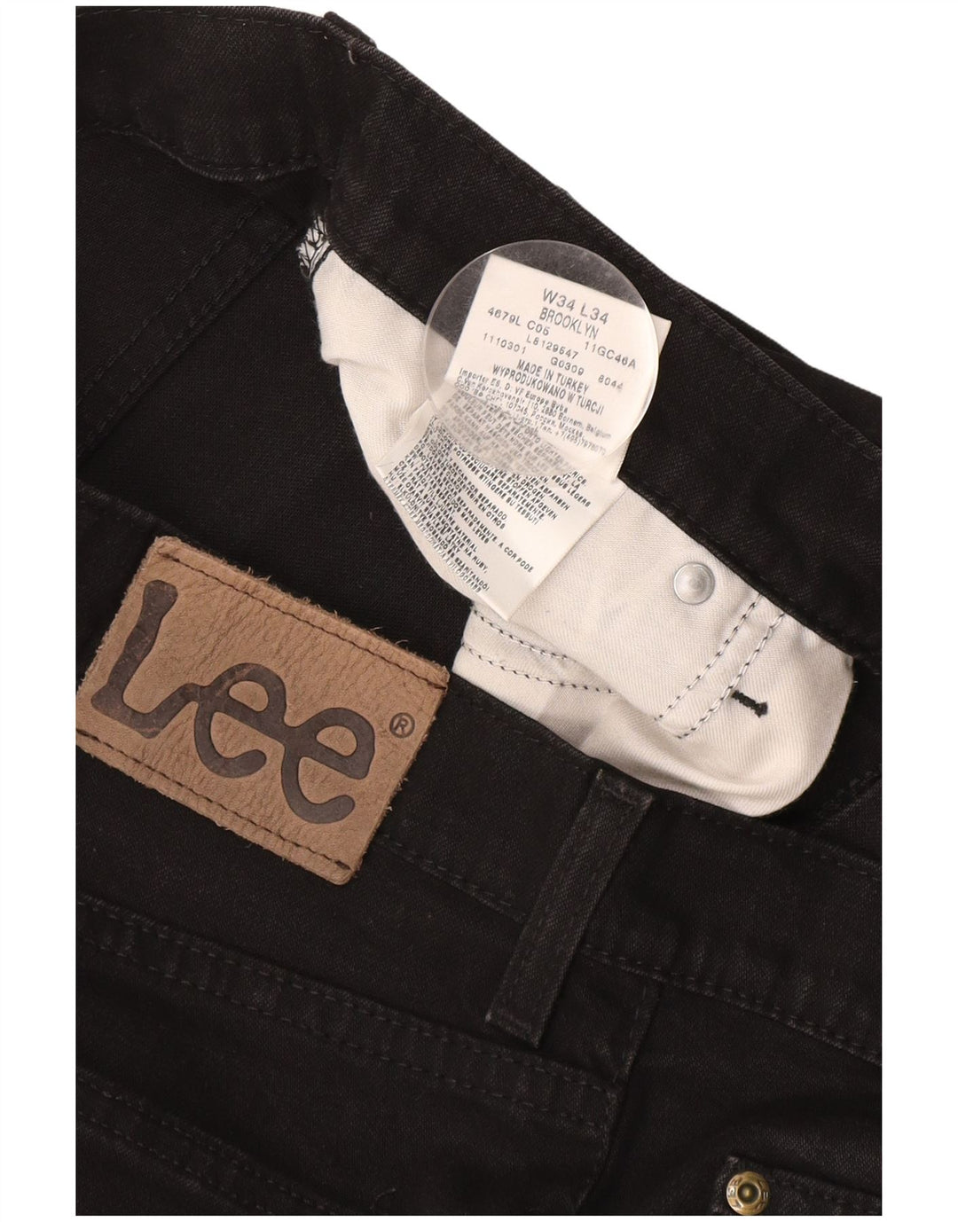 Lee Mens Brooklyn Straight Jeans W34 L30 Sort Bomuld