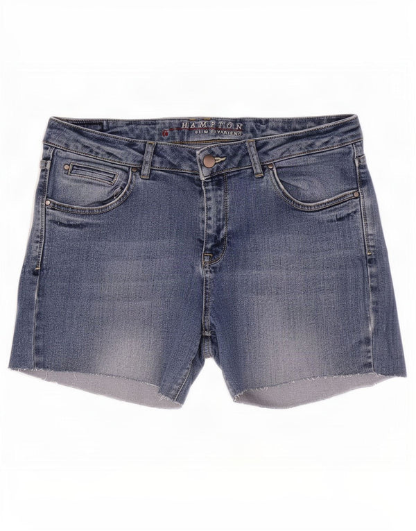 Stiksav Kvinder Kæreste Slim Denim Shorts Medium W30 Blå Bomuld