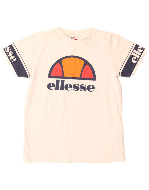 Ellesse Boys Grafisk T-Shirt Top 12-13 År Hvid Colourblock Bomuld