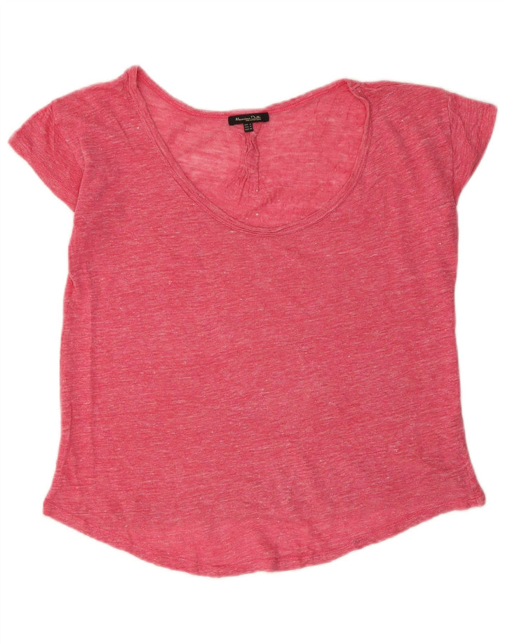 Massimo Dutti Dame T-Shirt Top UK 14 Medium Pink Flecked