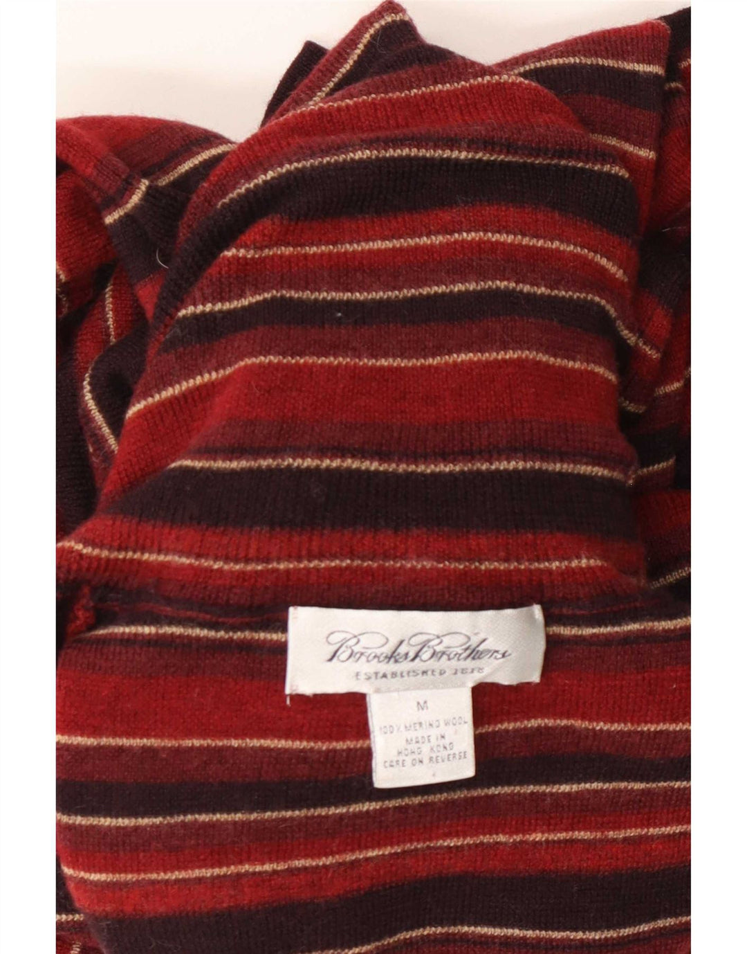 Brooks Brothers Dame Rullehals Sweater UK 12 Medium Rød Stribet