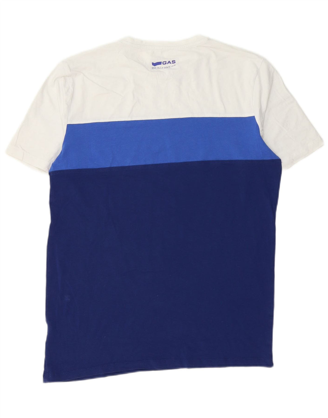 Gas Herre T-Shirt Top Stor Blå Colourblock Bomuld