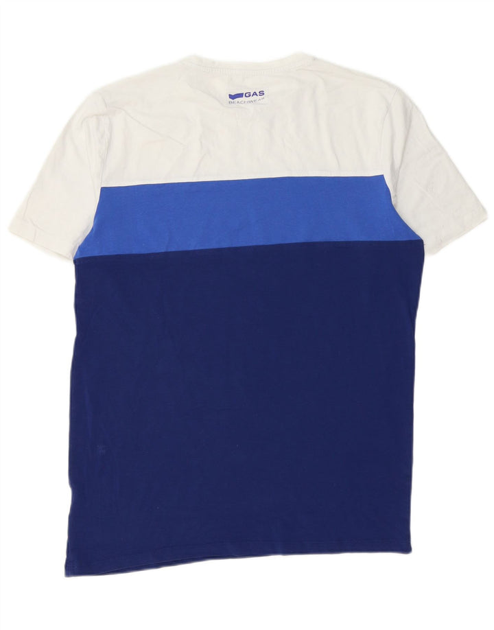 Gas Herre T-Shirt Top Stor Blå Colourblock Bomuld
