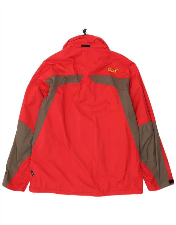 Jack Wolfskin Regnjakke til mænd UK 48 2XL Rød Colourblock Polyamid