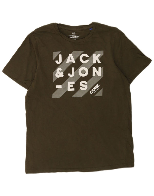 Jack & Jones Boys Grafisk T-Shirt Top 15-16 år Khaki Bomuld