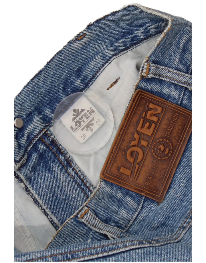 Vintage Dame Mini Denim Nederdel W29 Medium Blue Bomuld