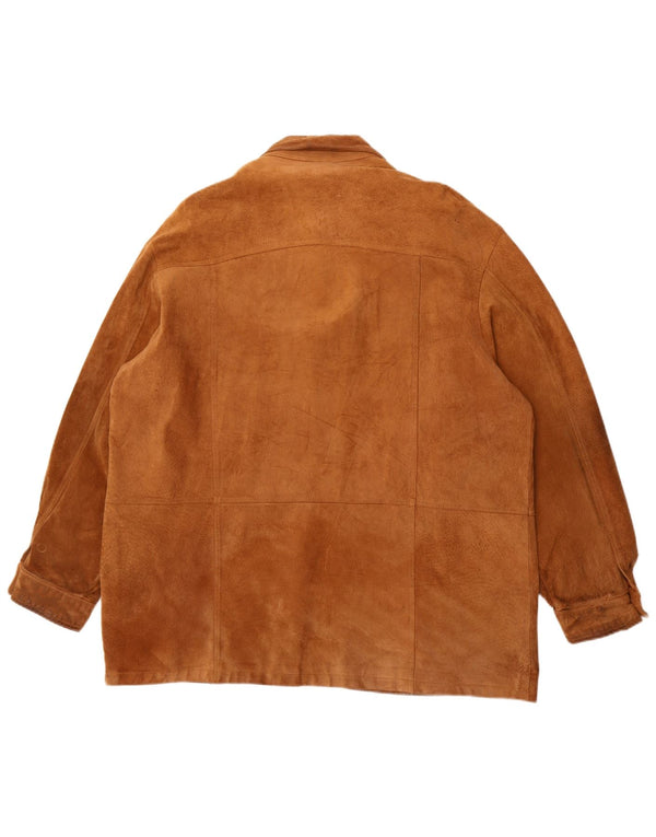 Vintage Herre Overshirt Ruskind Skjorte IT 58 2XL Brun