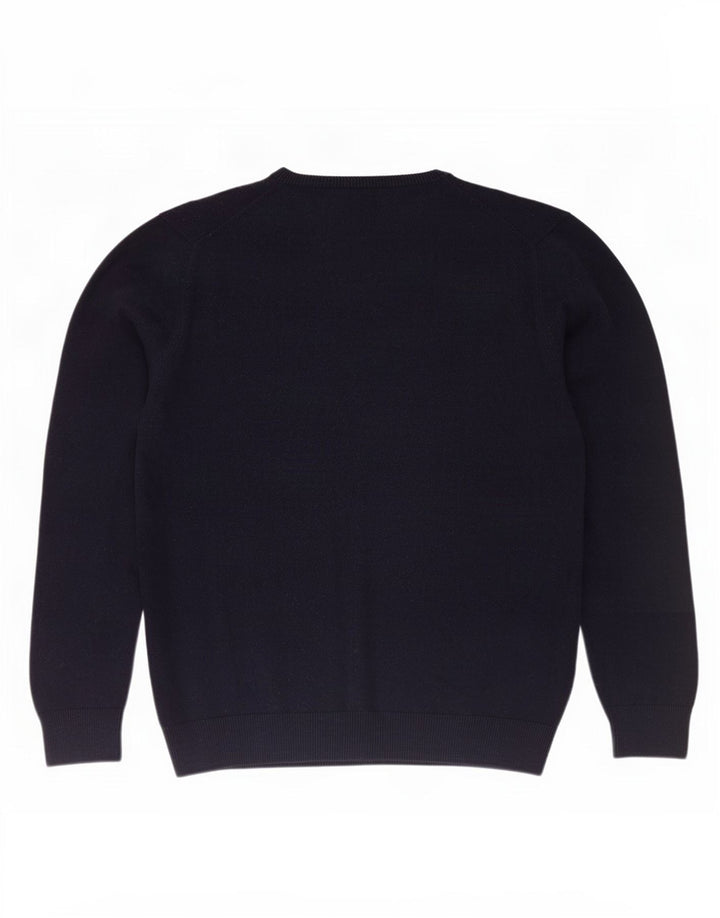 Lacoste Herre Crew Neck Jumper Sweater størrelse 5 Large Navy Blue