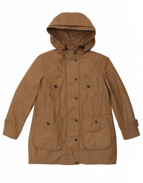 Massimo Dutti Womens Hooded Parka Jacket UK 12 Medium Beige Cotton