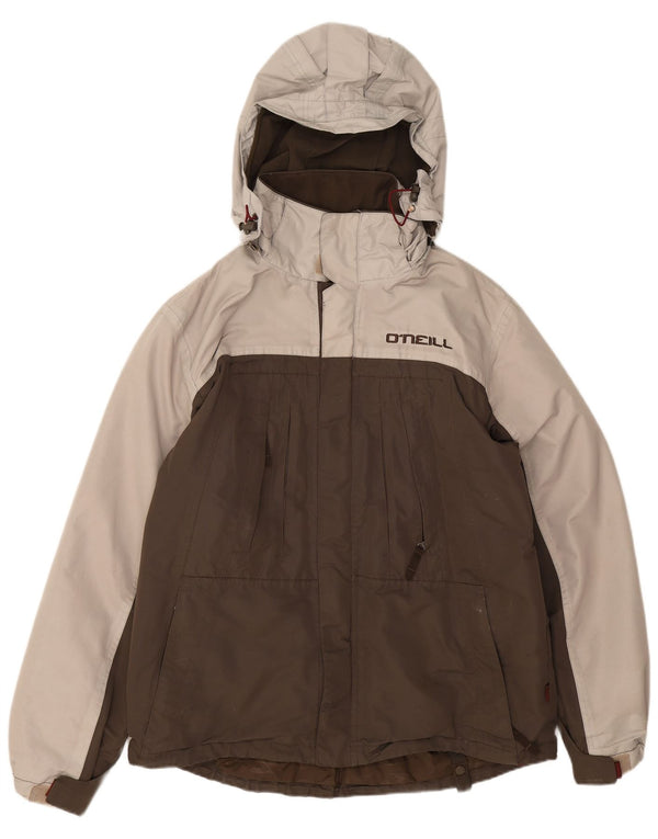 O'Neill Mens Hooded Windbreaker Jacket UK 42 XL Brown Colourblock Polyester