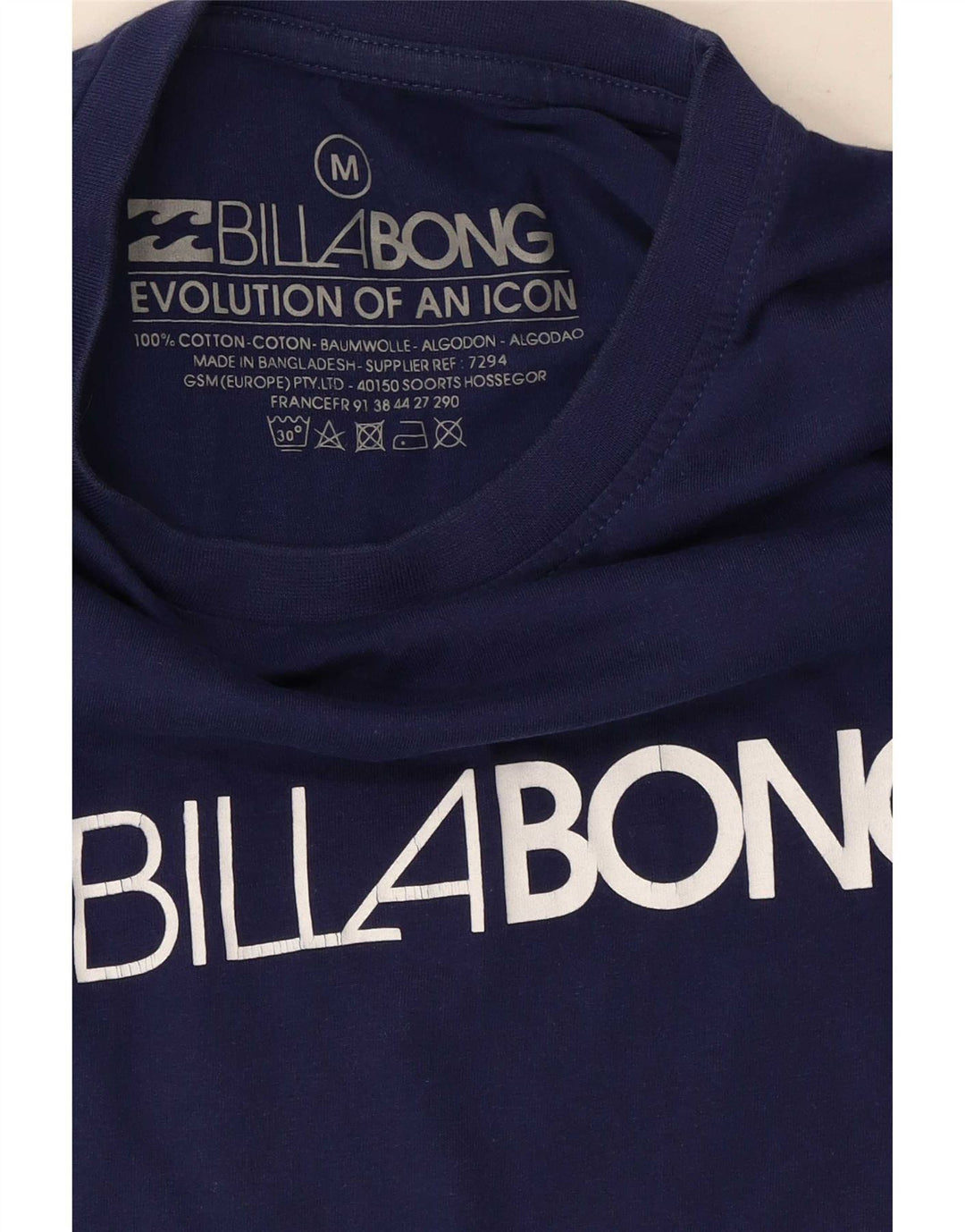 Billabong Herre grafisk T-shirt Top Medium Marineblå Bomuld