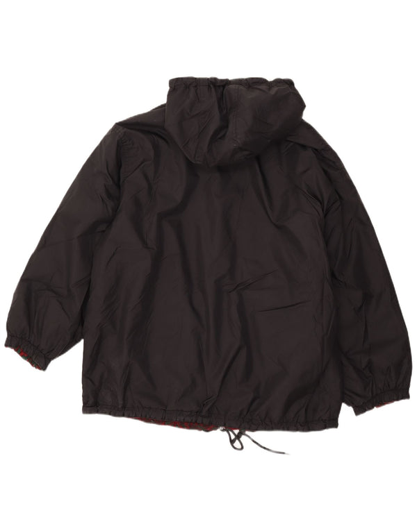 Vintage hættejakke til kvinder i overstørrelse, vendbar UK 18 XL sort nylon