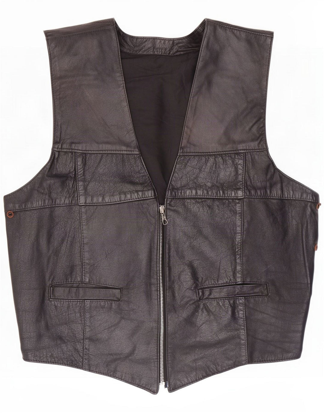 Vintage Lædervest til mænd Small Black Biker