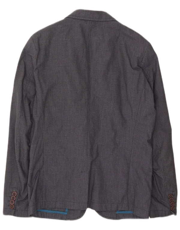 French Connection Mens 2 Button Blazer Jacket UK 36 Small Navy Blue Check
