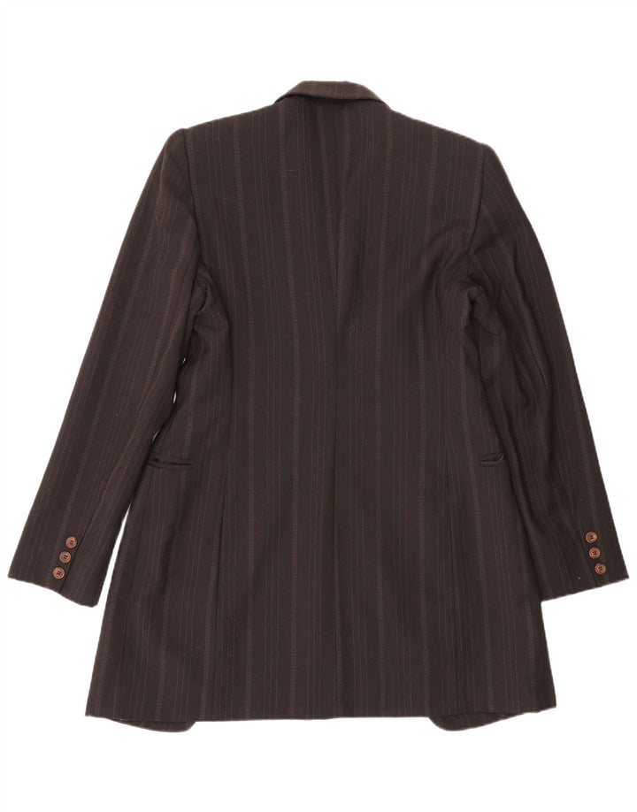 Sportstaff Dame Longline 1 Knap Blazer Jacket UK 10 Lille Brun Stribet