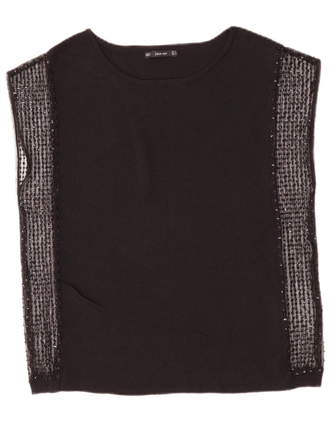 Zara Dame ærmeløs bluse Top UK 12 Medium Sort