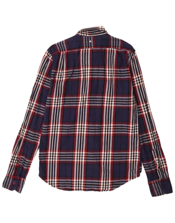 Superdry Flanelskjorte til mænd Stor marineblå plaid bomuld
