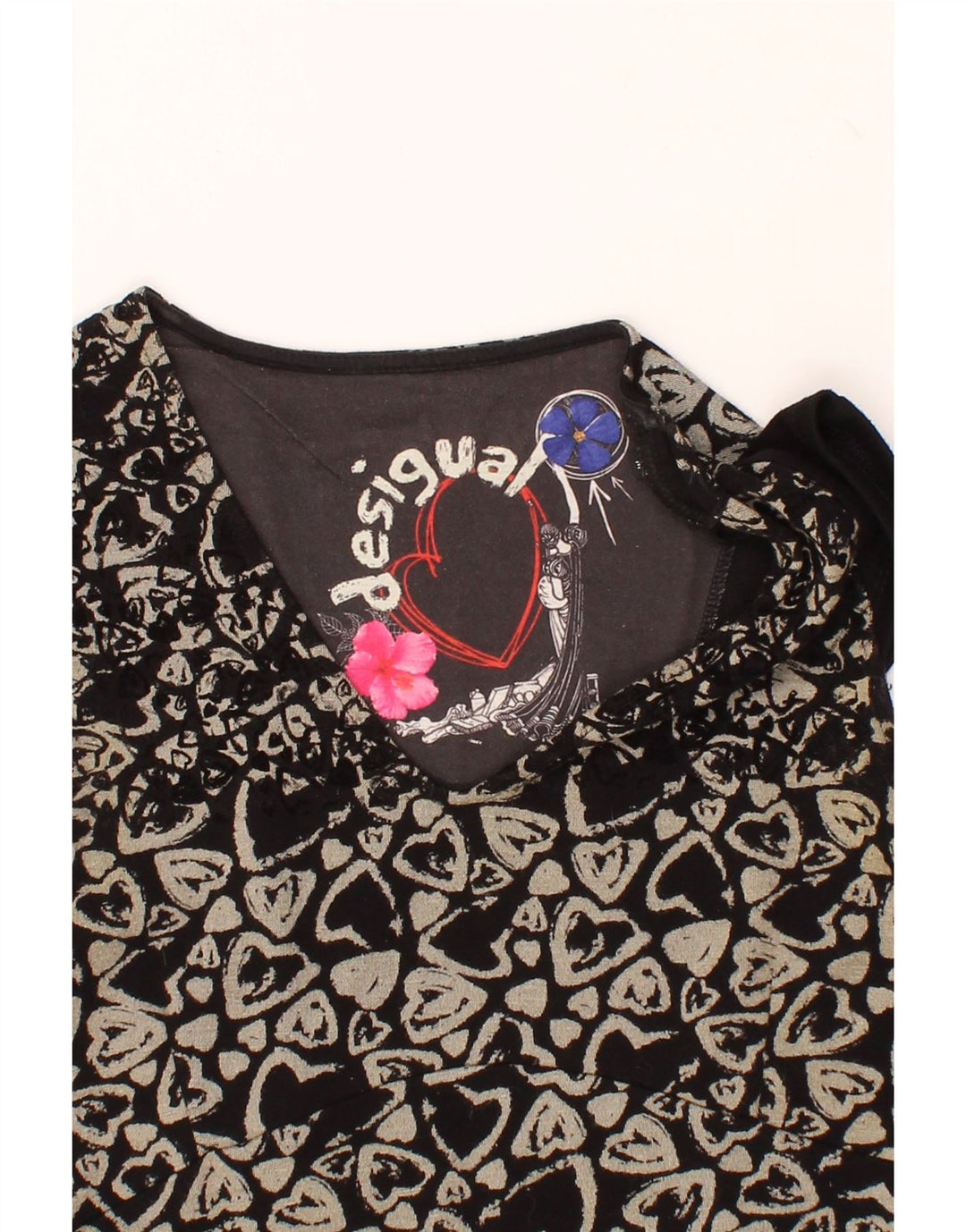 DESIGUAL Womens Abstract Pattern A-Line Dress UK 12 Medium Black Vintage Desigual and Second-Hand Desigual from Messina Hembry 