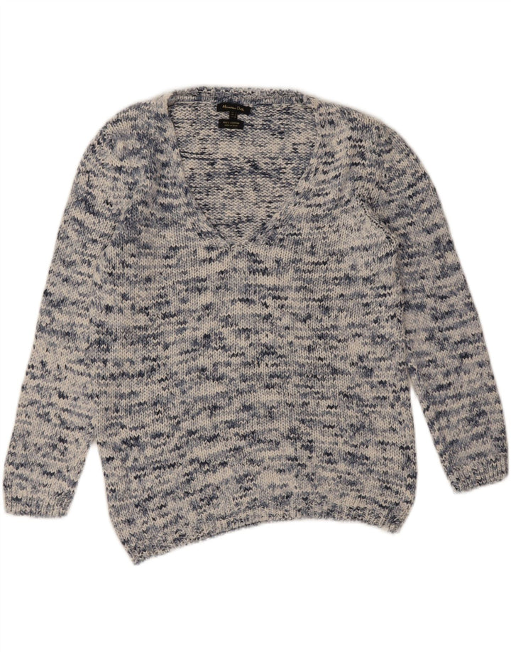 Massimo Dutti Dame V-hals sweater UK 10 Small Blue Flecked