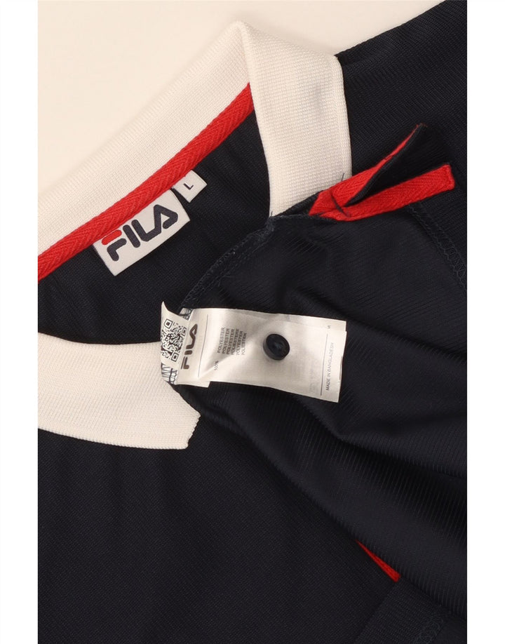 Fila Poloskjorte til mænd Large Navy Blue Colourblock Polyester