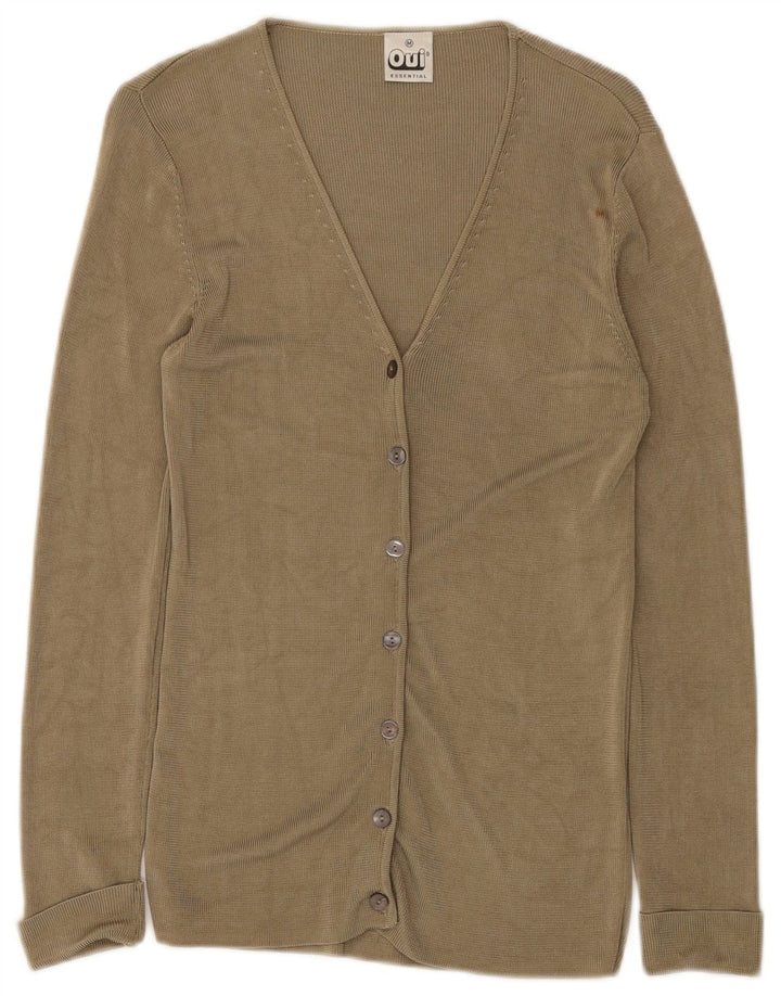 Oui Dame Cardigan Sweater UK 12 Medium Khaki Viscose