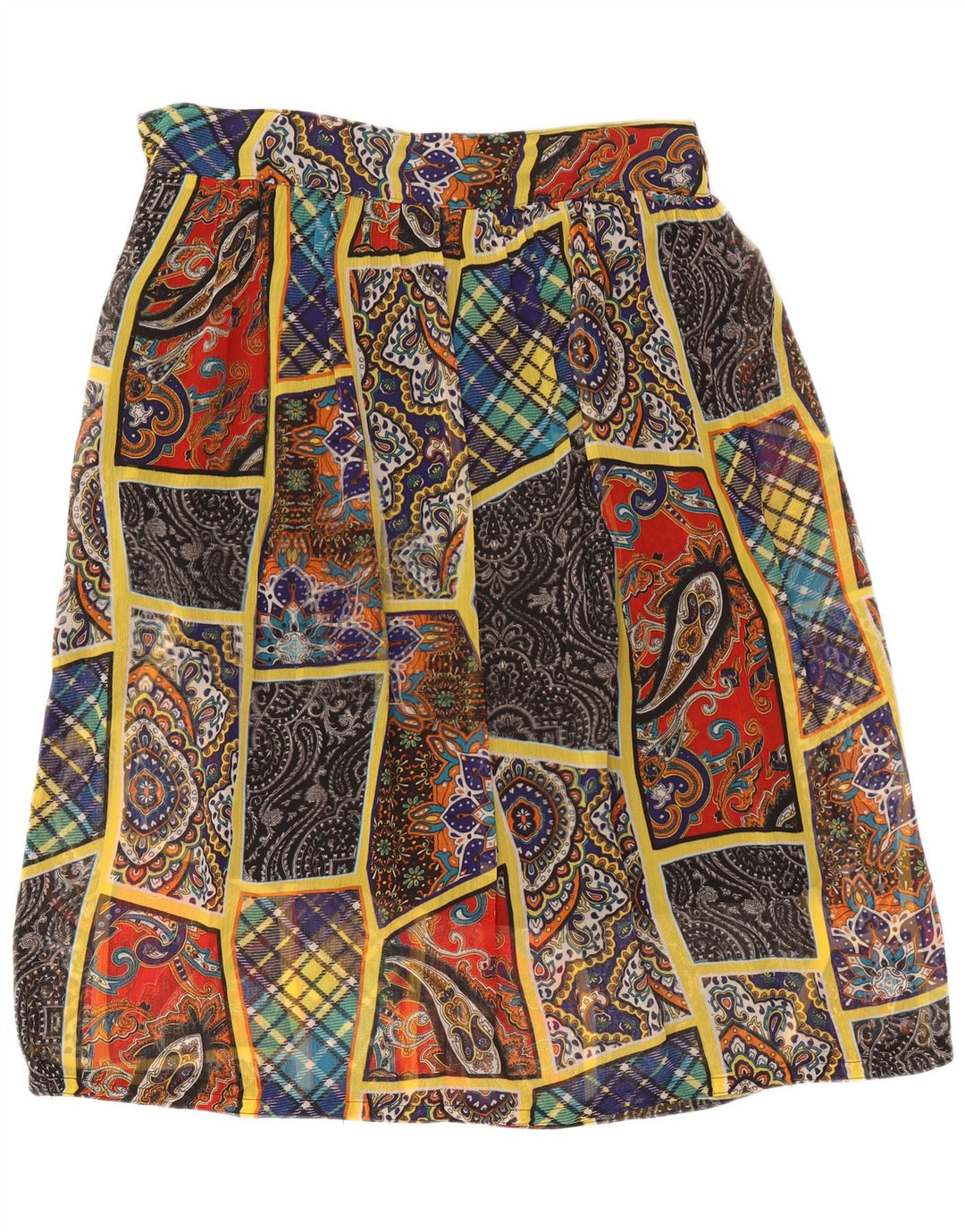 Vintage A-line nederdel til kvinder W38 XL flerfarvet patchwork