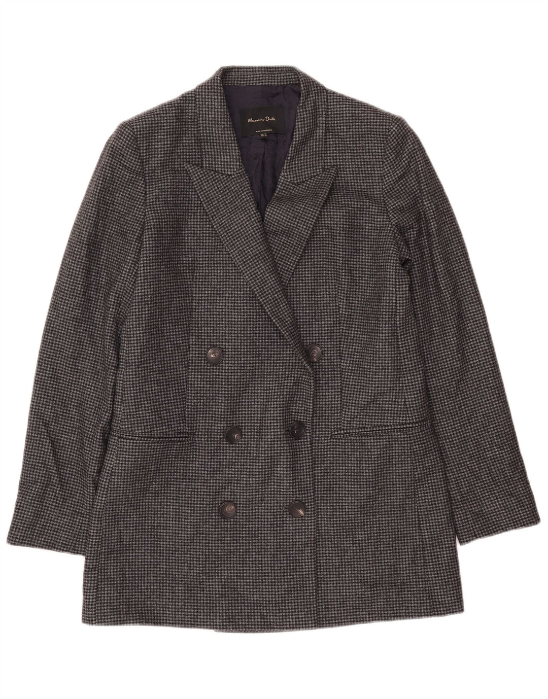 Massimo Dutti Dame Blazer Jacket EU 40 Medium Grey Houndstooth