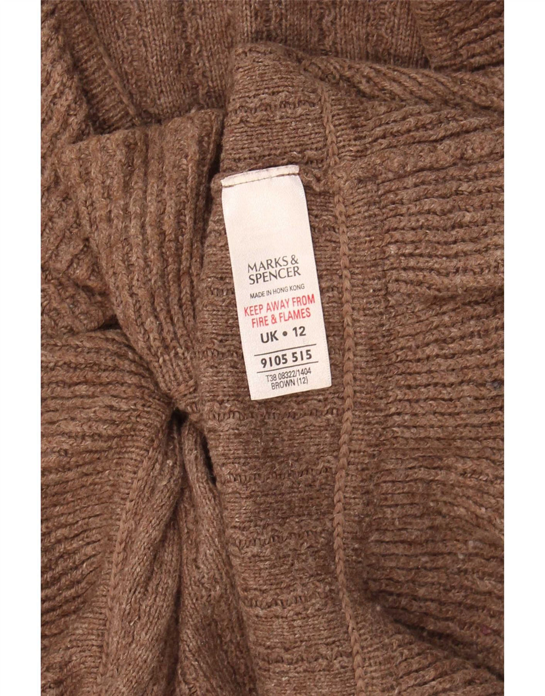 Marks & Spencer Dame Cardigan Sweater UK 12 Medium Brun Bomuld