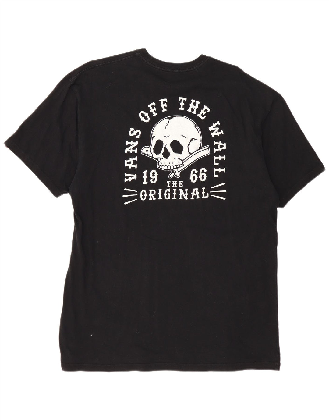 VANS Herre Classic Fit Grafisk T-Shirt Top XL Sort Bomuld