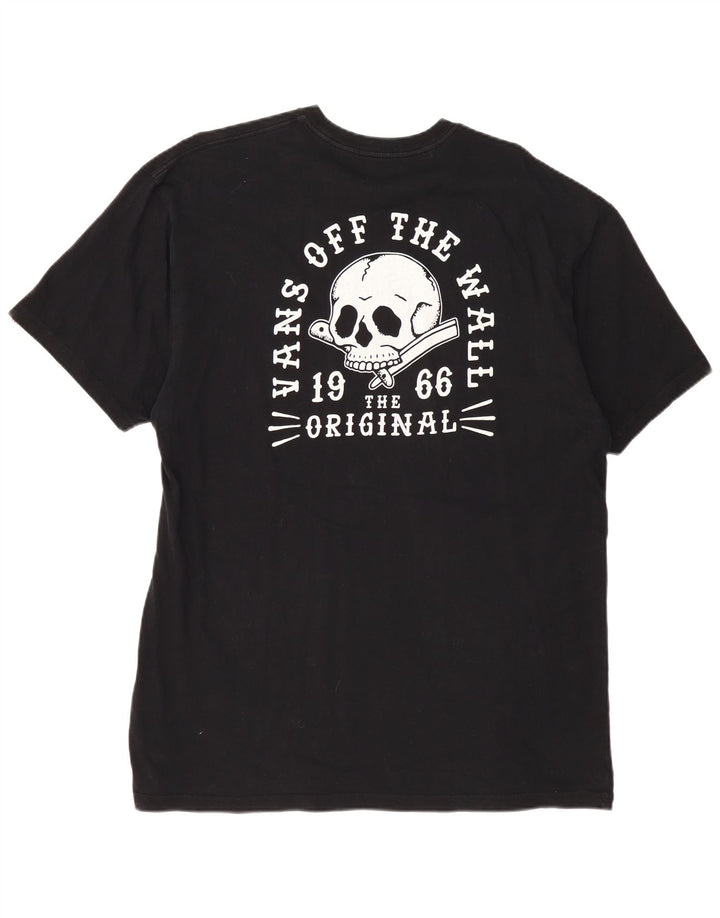 VANS Herre Classic Fit Grafisk T-Shirt Top XL Sort Bomuld