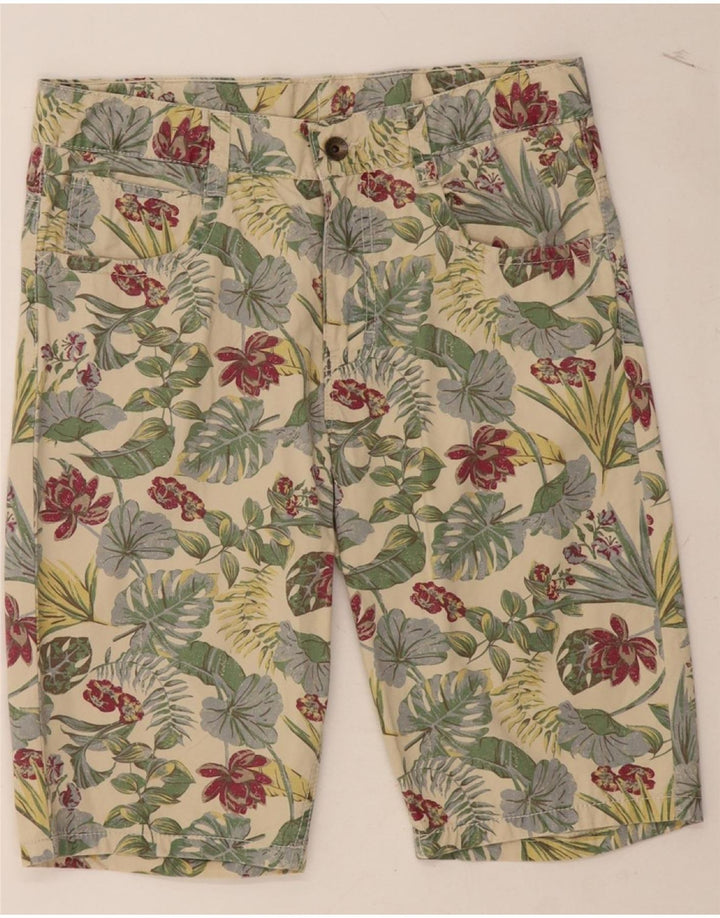 BENETTON Womens Casual Shorts W34 Large Beige Floral Vintage Benetton and Second-Hand Benetton from Messina Hembry 