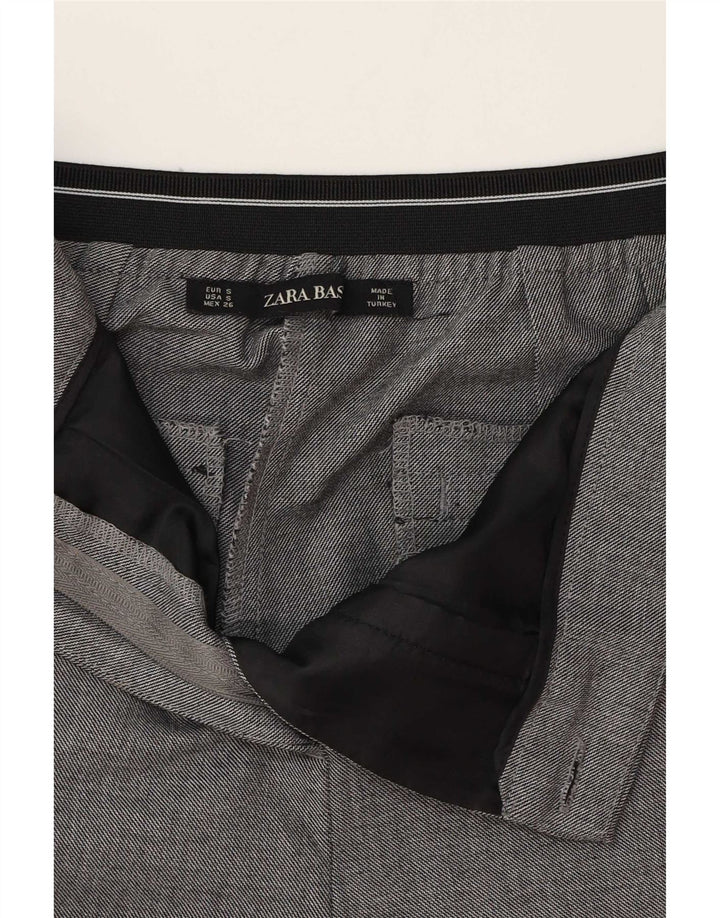 Zara Slim Chino-bukser til kvinder Small W26 L27 Gråstribet polyester
