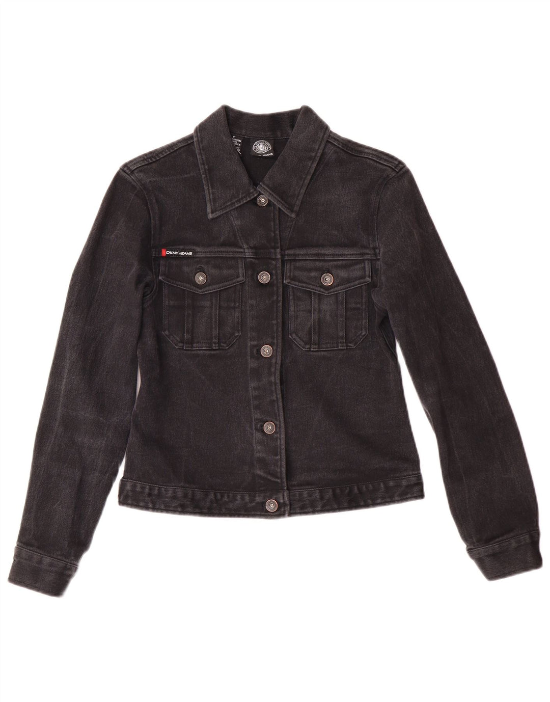 Dkny Dame Petite Denim Denim Jacket UK 6 XS Sort Bomuld Classic