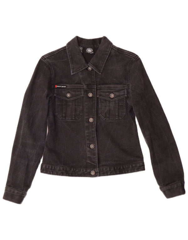 Dkny Dame Petite Denim Denim Jacket UK 6 XS Sort Bomuld Classic