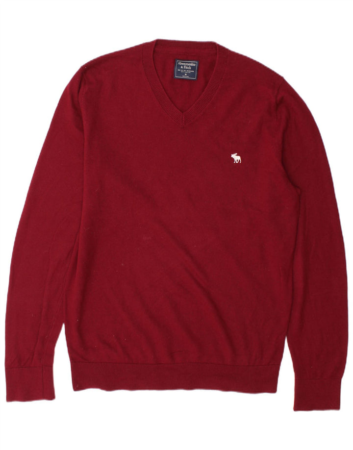 Abercrombie & Fitch Herre V-hals sweater Medium Bourgogne uld