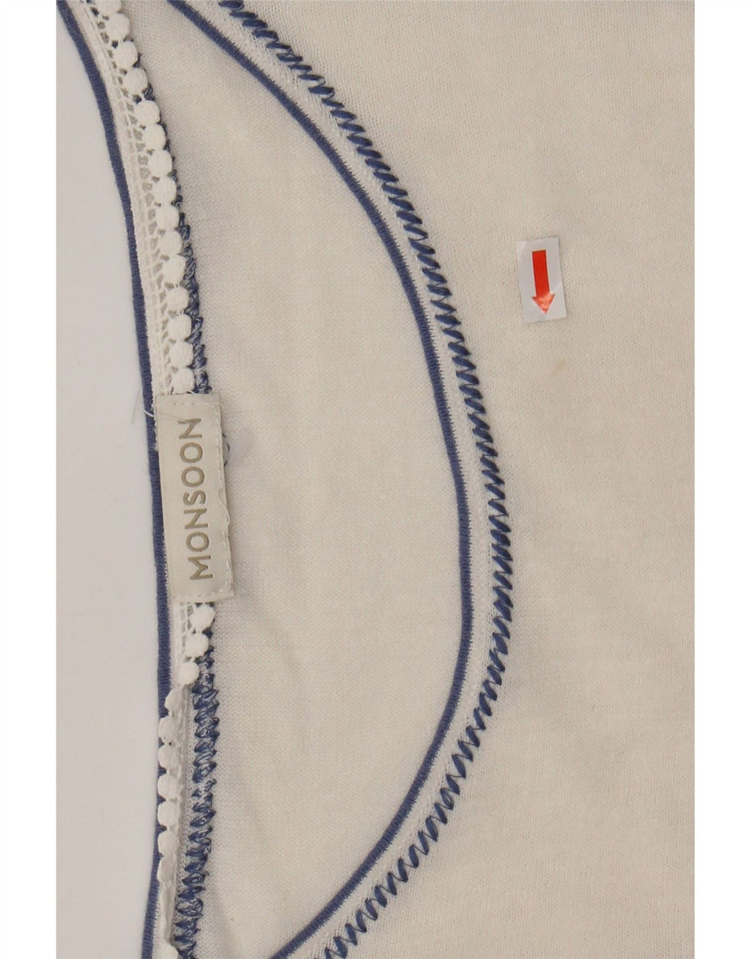 MONSOON Damebluse Top UK 16 Large Off White Floral Linen