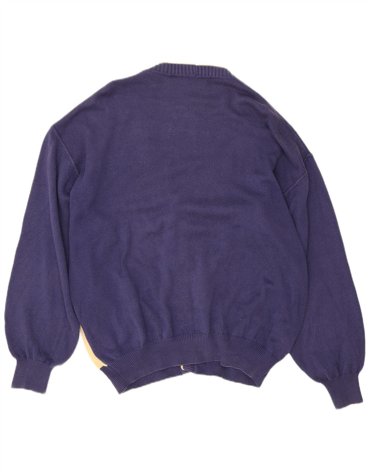 DALMINE Herre cardigan sweater IT 50 Medium Navy Blue Colourblock Bomuld