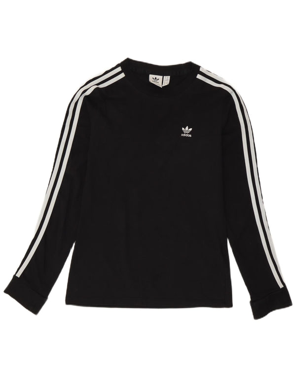 Adidas Womens Top Long Sleeve UK 6 XS Black Cotton
