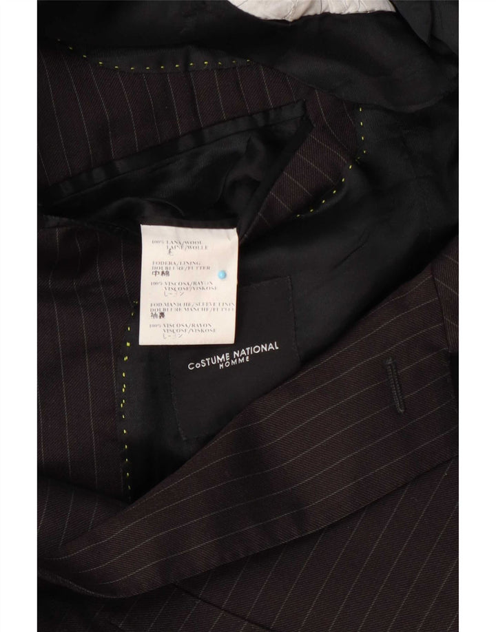 Costume National Herre 2 Button Blazer Jacket IT 48 Medium Brown Pinstripe
