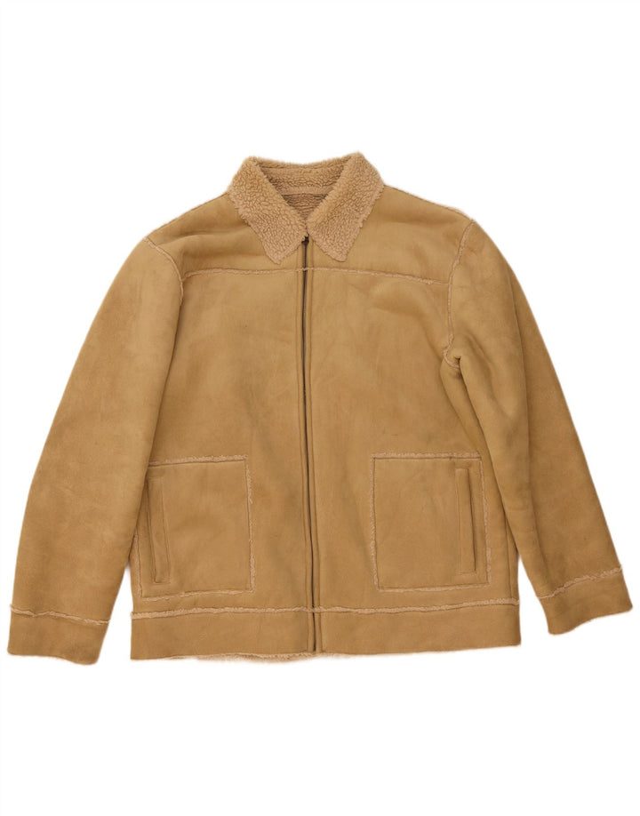 St. Bernard Herre Sherpa Jacket UK 40 Large Beige Polyester