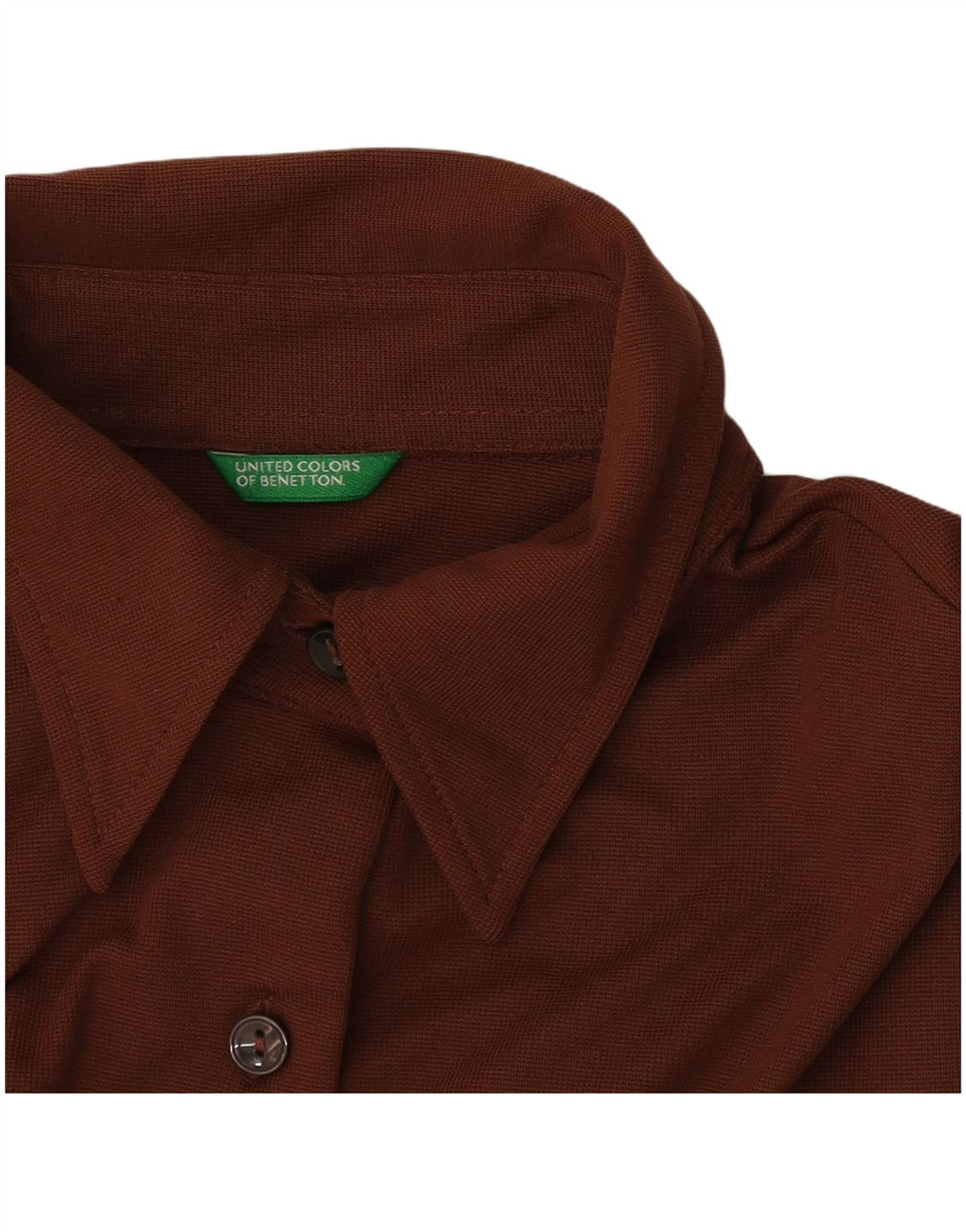 Benetton Dame Kortærmet Bluse UK 14 Medium Brun Polyester