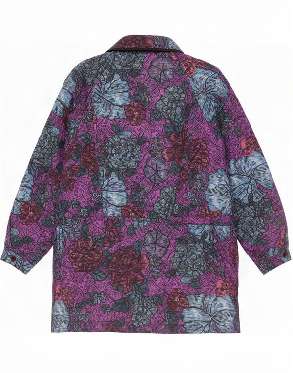 Yessica Womens Parka Jacket EU 42 Large Purple Floral Nylon