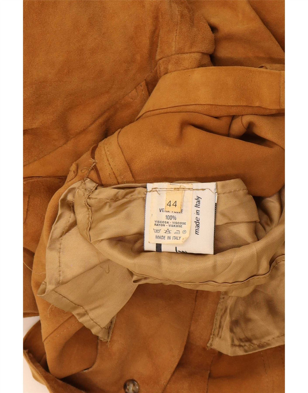 Vintage Dame 4-knaps Ruskind Blazer Jacket IT 44 Medium Beige Læder