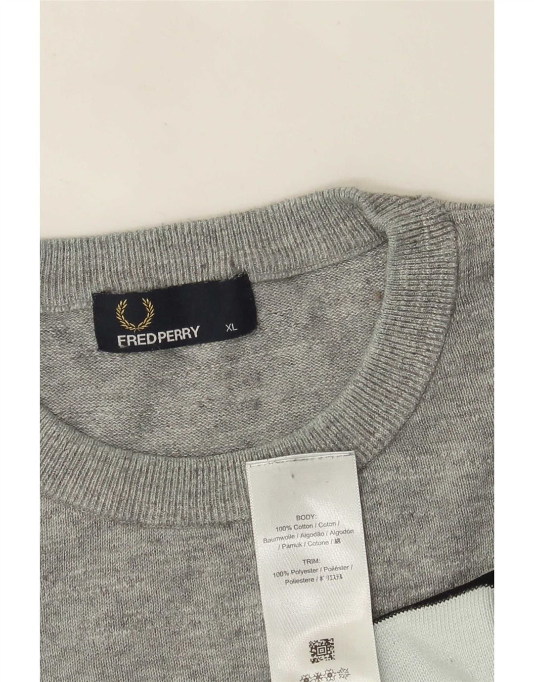 Fred Perry Herre sweater med rund hals XL Grå Colourblock Bomuld