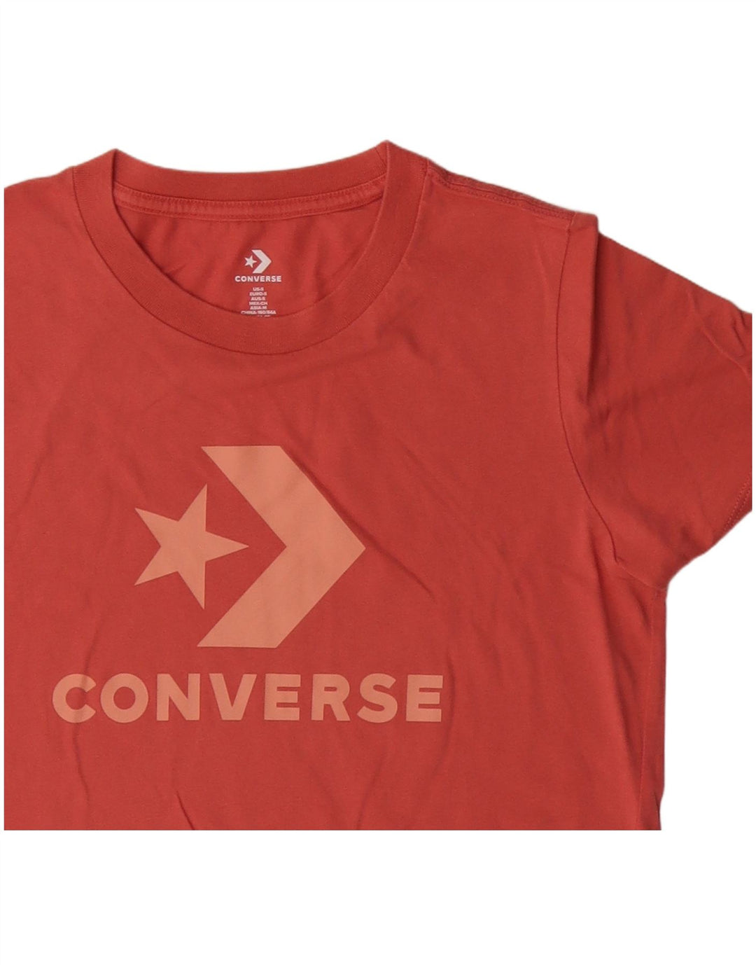 Converse Graphic T-Shirt Top UK 10 Small Orange Bomuld