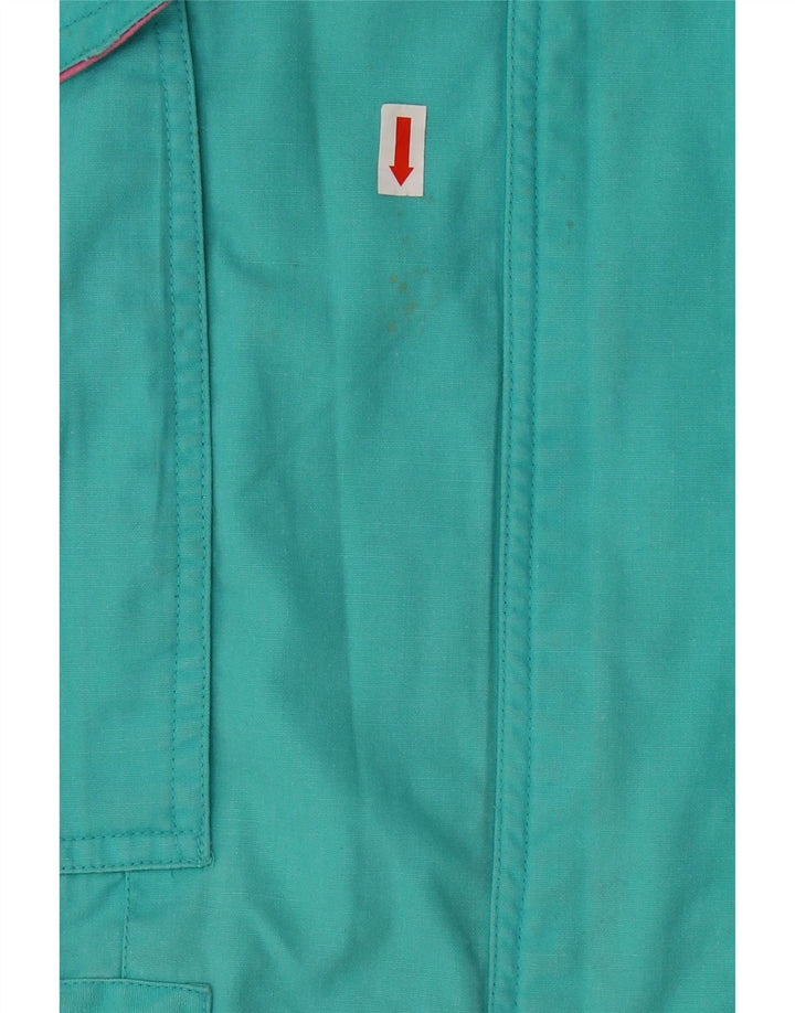 VINTAGE Womens Windbreaker Coat UK 14 Medium Turquoise Colourblock