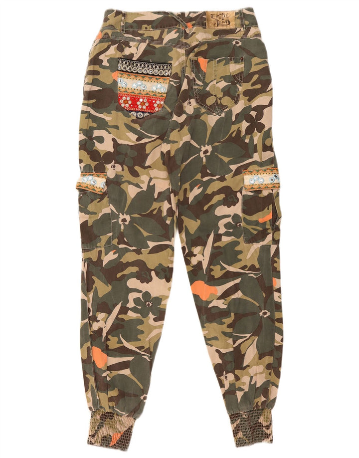 Desigual Dame Cargo Bukser EU 38 Medium W29 L29 Grøn Camouflage