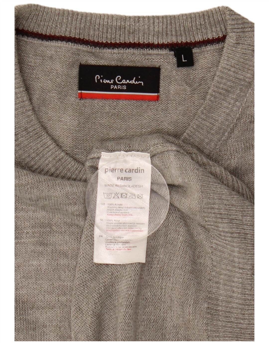 Pierre Cardin Herre Crew Neck Jumper Sweater Stor Grå Akryl