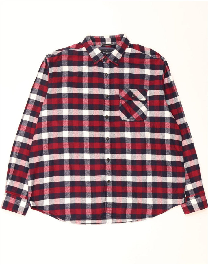 Marks & Spencer Herre Blue Harbor Regular Fit Flanellskjorte 2XL rød ternet